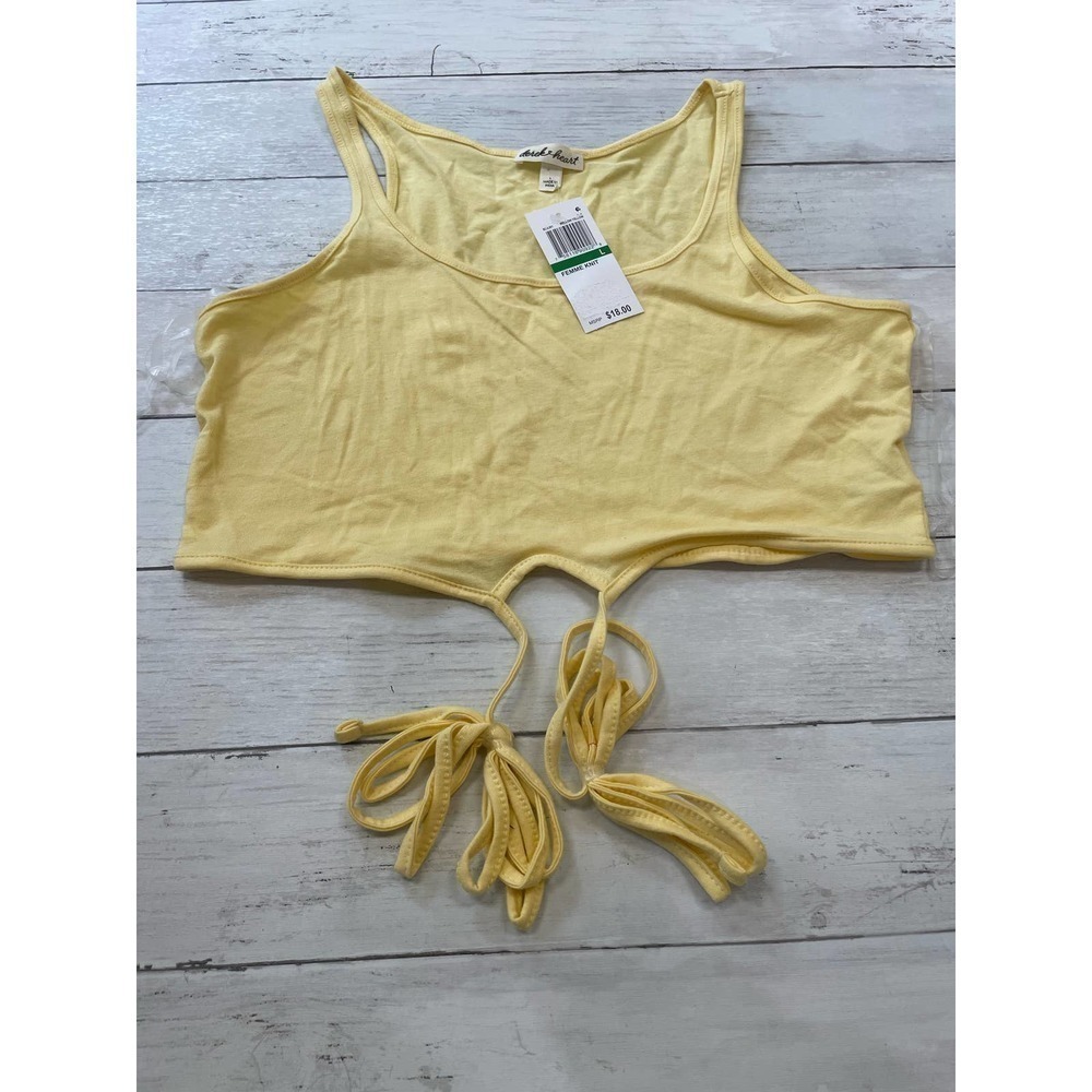 Derek Heart Yellow Cropped Top Women L Tank Top Minimalist Summer